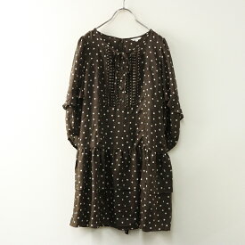 TO BE CHIC トゥービーシック ドットプリント シアー素材 ピンタックプルオーバーチュニック 40 ブラウン┃水玉 トップス【2400014726640】【中古】