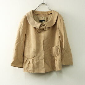 TO BE CHIC トゥービーシック 襟取り外し可 リボン付きショート丈ジャケット 40 ベージュ┃秋冬 上着【2400014726657】【中古】