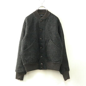 リノ LENO＆CO メルトンウール スタジアムジャケット 02/チャコール系 羽織り アウター ブルゾン リブ【2400014496505】【中古】
