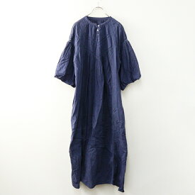 フリークスストア FREAK'S STORE コットン レースギャザー バルーンスリーブロングワンピース S ネイビー┃ドレス【2400014559255】【中古】