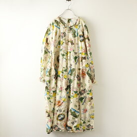 美品 2024AW ピンクハウス PINK HOUSE ブーケモチーフプリントミディワンピース＼アイボリー ピコフリル ローン ドレス【2400014654707】【中古】