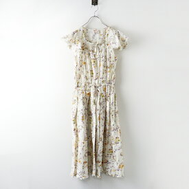 美品 定価5.9万 2025AW今季 ピンクハウス PINK HOUSE フラワーゼリープリントミディワンピース シロ┃総柄ドレス【2400014720433】【中古】