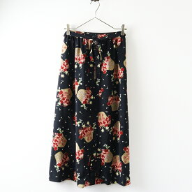 ピンクハウス PINK HOUSE ローズバスケット フレア スカート ｜ブラック レッド 薔薇 花籠 ボトムス ロング リボン【2400014656787】【中古】