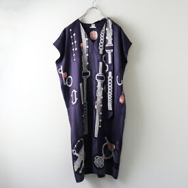 良品 JPタグ 2018年 エルメス HERMES Etude pour une Parure de Gala シルク ツイルレーヌ ワンピース 38 パープル┃//【2400014752335】【中古】