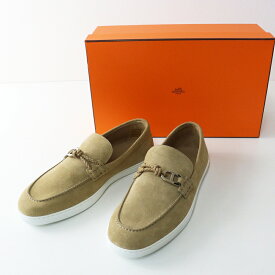 【期間限定価格】美品 エルメス HERMES イグナシオ シェーヌダンクルモチーフ スウェードレザー モカシンシューズ 42.5/27-27.5cm//【2400014752281】【中古】