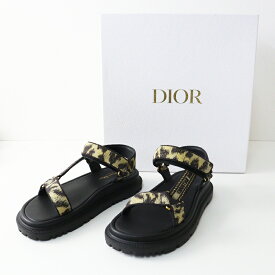 美品 クリスチャンディオール Christian Dior D-Wave ミッツァ エンブロイダリー サンダル 37.5/24.5cm レオパード┃ 【2400014752229】【中古】