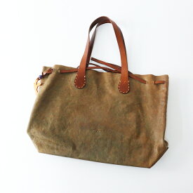 【期間限定価格】アンリークイール HENRY CUIR CANE刺繍 レザートートバッグ/■カーキブラウン チャーム付き 肩掛け 手提げ【2400014475838】【中古】