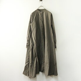 【期間限定価格】トゥジュー TOUJOURS コットン シルク バンドカラー シャツ ワンピース F｜グレージュ系 トップス Aライン【2400014757453】【中古】