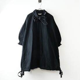 ピンクハウス PINK HOUSE 裾リボンレースフリルワンピース＼ブラック コットン ドレス 起毛 ロゴ刺繍【2400014787740】【中古】