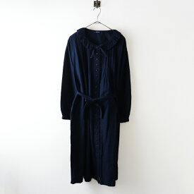 2024AW ピンクハウス PINK HOUSE ネル表起毛ワンピース ｜ネイビー トップス ピンタック ラウンドカラー 【2400014814262】【中古】