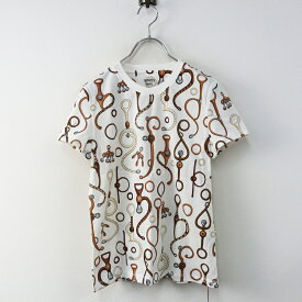 【期間限定価格】JPタグ 2024SS エルメス HERMES【All Leather Jersey】コットン カノコ プリント 半袖Tシャツ 34//トップス総柄-.【2400014942774】【中古】