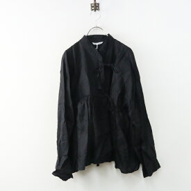 極美品 トゥジュー TOUJOURS BELGIAN PURE LINEN CLOTH Rabari Jacket 2＼ブラック ラバリジャケット リネン ギャザー【2400014972849】【中古】