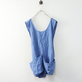 極美品 トゥジュー TOUJOURS HAND WASH FINISHED LINEN CLOTH Back Cross Work Vest 2＼ブルーワークベスト リネン【2400014972825】【中古】