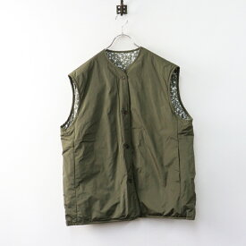 極美品 トゥジュー TOUJOURS Reversible Padded Utility Vest 2＼カーキ リバーシブル ユーティリティベスト 中綿【2400014972818】【中古】