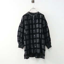 ニコアンド niko and… エンブロボイルバンドシャツ F‖チャコールグレー×ブラック トップス ブラウス チェック柄【2400015026657】【中古】
