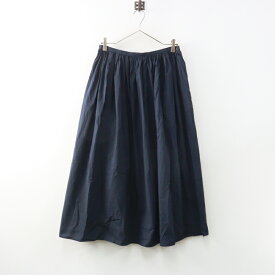 トゥジュー TOUJOURS コットン ギャザー スカート 1 ネイビー／ボトムス フレア 無地【2400015101569】【中古】