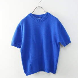 美品 エルメス HERMES カシミヤコットン ショートスリーブ クルーネック ニットトップス 34 ロイヤルブルー┃//セーター【2400015129785】【中古】