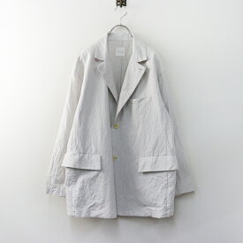 トゥジュー TOUJOURS Oversized 1+2 Button Sack Jacket 2 ライトグレー‖テーラーカラー 羽織り シワ加工【2400015136677】【中古】