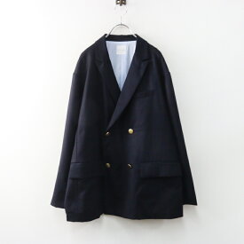 定価9.4万 トゥジュー TOUJOURS Double Breasted Jacket ダブルブレステッドジャケット 2 ネイビー‖ウール 羽織り【2400015142463】【中古】
