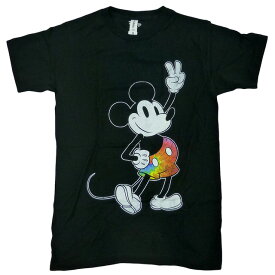 海外正規ライセンス Disney Mickey Mouse Tie Dye Mickey Stroked T-Shirt ミッキーマウス ディズニー タイダイ ピース ヴィンテージ プリントTシャツ 黒【あす楽対応_関東_甲信越_北陸_東海_近畿_中国_四国】【ゆうパケット対応】