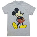 海外正規ライセンス Disney Giant Mickey Mouse Fold Graphic Tee ミッキーマウス ディズニー オフィシャル Tシャツ グレー【ゆうパケット対応】