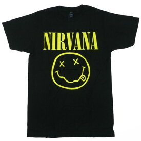 海外正規ライセンス NIRVANA SMILEY Tシャツ 黒/ニルバーナ【ゆうパケット対応】