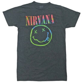 海外正規オフィシャル Women's Nirvana Neon Smiley Graphic Tee ニルヴァーナ Tシャツ 半袖 カットソー 女性用 Charcoal Gray【ゆうパケット対応】