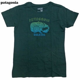 Women's Patagonia Illustrated Whale Cotton Tee Haleiwa クジラ 鯨 幸運 女性用 ロゴ Tシャツ Carbon 炭素 ハレイワ限定/パタゴニア【ゆうパケット対応】