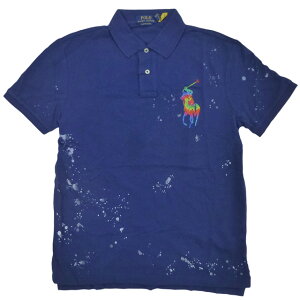 Polo Ralph Lauren Custom Slim Fit Big Pony Splatter Mesh Polo �����t���[���� �|���V���c ���� �X�v���b�^�[ �y�C���g ���̎q�n �}���`�y�䂤�p�P�b�g�Ή��z