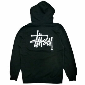 Stussy Basic Stussy Hood ストックロゴ プルオーバー フーディー パーカー フリース 裏起毛 定番 長袖 メンズ 黒/ステューシー スウェット【あす楽対応_関東_甲信越_北陸_東海_近畿_中国_四国】