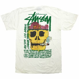 Stussy Smokin Skull Pig. Dyed Tee ピグメント加工 スカル ヴィンテージ 半袖 Tシャツ Natural 白/ステューシー Tシャツ【あす楽対応_関東_甲信越_北陸_東海_近畿_中国_四国】【ゆうパケット対応】