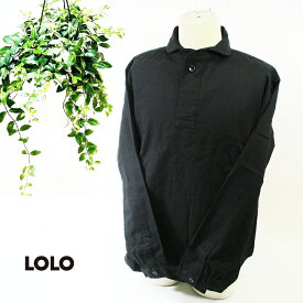 LOLO ロロ 定番 綿 コットン プルオーバー シャツ ブラック LS-3