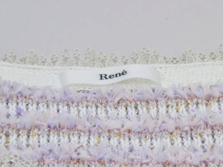 楽天市場】ルネ Rene ノーカラーツイードジャケット 36サイズ パープル  