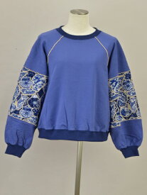 ヴィヴィアンタム VIVIENNE TAM 壺刺繍 スウェット Pullover カットワークレース 38サイズ ブルー(Multi-Blue) レディース u_s F-L7735【中古：美品】【ブランド買取販売トリヴァンドラム】240203