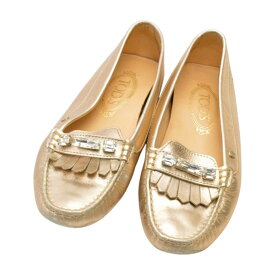 トッズ TOD'S ローファー ビジュー ドライビングシューズ 37.5サイズ ゴールド レディース F-LSHOE5077【中古】【ブランド買取販売トリヴァンドラム】250124