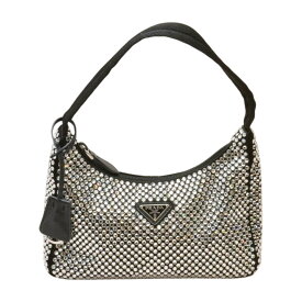 プラダ Prada Re-Edition クリスタル サテン ミニ ホーボー ハンドバッグ ショルダーバッグ 1BC515 ブラック レディース F-YA1051【中古：美品】【ブランド買取販売トリヴァンドラム】250618