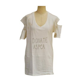 KIMBERLY OVITZ Tシャツ/カットソー DONA TE ASPCA ダメージ加工 Sサイズ ホワイト レディース s_z F-S2761【中古】【ブランド買取販売トリヴァンドラム】250718