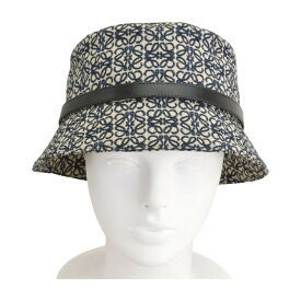 ロエベ LOEWE バケットハット アナグラムジャカード 帽子 レザー K820HB1X07 ベージュ×ネイビー サイズ 59 レディース F-YA1175【中古：美品】【ブランド買取販売トリヴァンドラム】251119