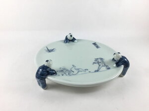 波佐見焼 洸琳窯 170三閑人皿 染高山寺【17cm 中皿 丸皿 プレート 鳥獣戯画 唐子】