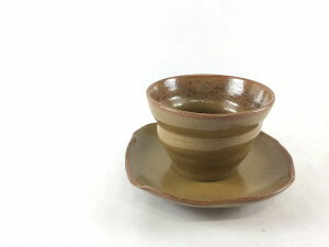 【訳あり品】300ccロクロカップソーサー.茶結晶 作家もの【セット品】【アウトレット】