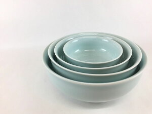 波佐見焼 入れ子碗セット 青白釉【セット品】【贈り物などに.4点セット】【16cm 14cm 12cm 9cm 丼 中鉢 小鉢 小付 多用鉢 どんぶり】