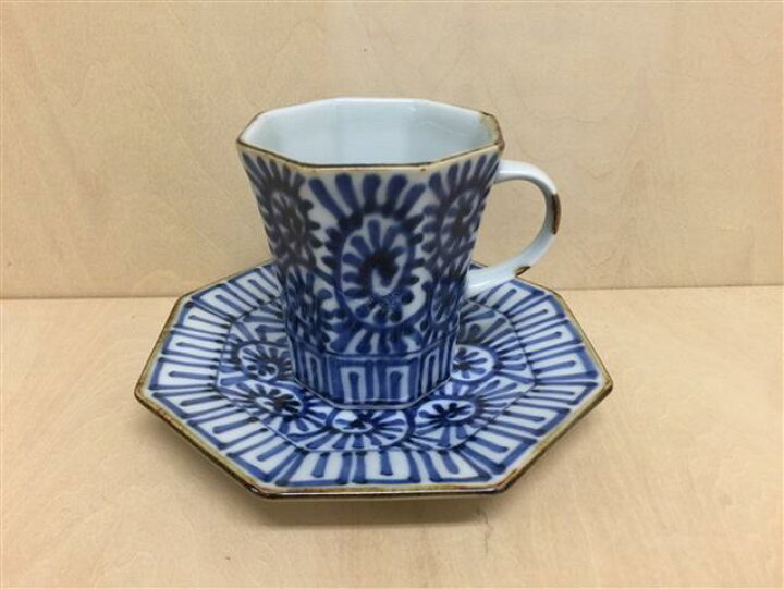 楽天市場】有田焼 福泉窯 八角コーヒー碗皿.染付高台地紋蛸唐草 