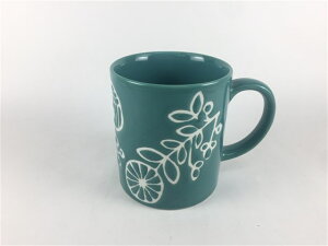 波佐見焼 永泉窯 300ccマグカップ.白花(黄 /緑 / 青)【kukkaクッカ】【カップ コップ 300ml 300cc 黄色 緑色 青色】