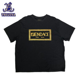 FENDACE フェンダーチェ　フェンディ×ヴェルサーチ　半袖Tシャツ　カットソー　ブラック　FY1144　AKDV　#L　中古A【辻屋質店A2501】【中古】【質屋出品】