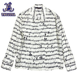 【中古AB】LouisVuitton ルイヴィトンシルクシャツ 音符柄ライトグレーメンズ Lサイズ(辻屋質店A2861)(質屋出品)**