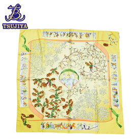 ★美品★HERMES エルメス　カレ90　Neige d'Antan　去年の雪　イエロー系　中古A【辻屋質店A3485】【中古】【質屋出品】