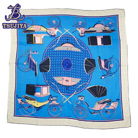 ★美品★HERMES エルメス　カレジェアン　LES VOITURES A tRANSFORMATION　折畳み式幌の馬車　ブルー系　中古A【辻屋質店A3486】【中古】【質屋出品】