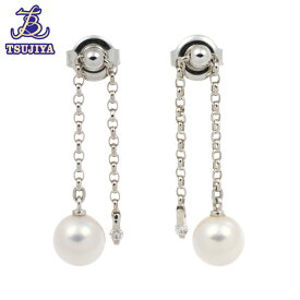 ★美品★MIKIMOTO　アコヤパール　ダイヤピアス　パール　6.8mm　2.7g　中古A【辻屋質店J1893】【中古】【質屋出品】