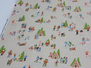 1m単位 アウトレット40% アレキサンダーヘンリー ホリデーオンザポンド ベージュ シーチング生地 dou 【メール便3m可】 輸入生地 USAコットン メーカー処分品 生地 布地 コットン おしゃれ