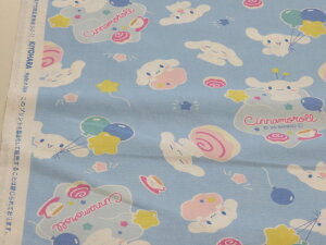 シナモロール キュート ブルー オックス生地 【メール便2m可】 サンリオ キャラクター 生地 布地 綿 コットン 手作り 手芸 ハンドメイド 入園 入学 女の子